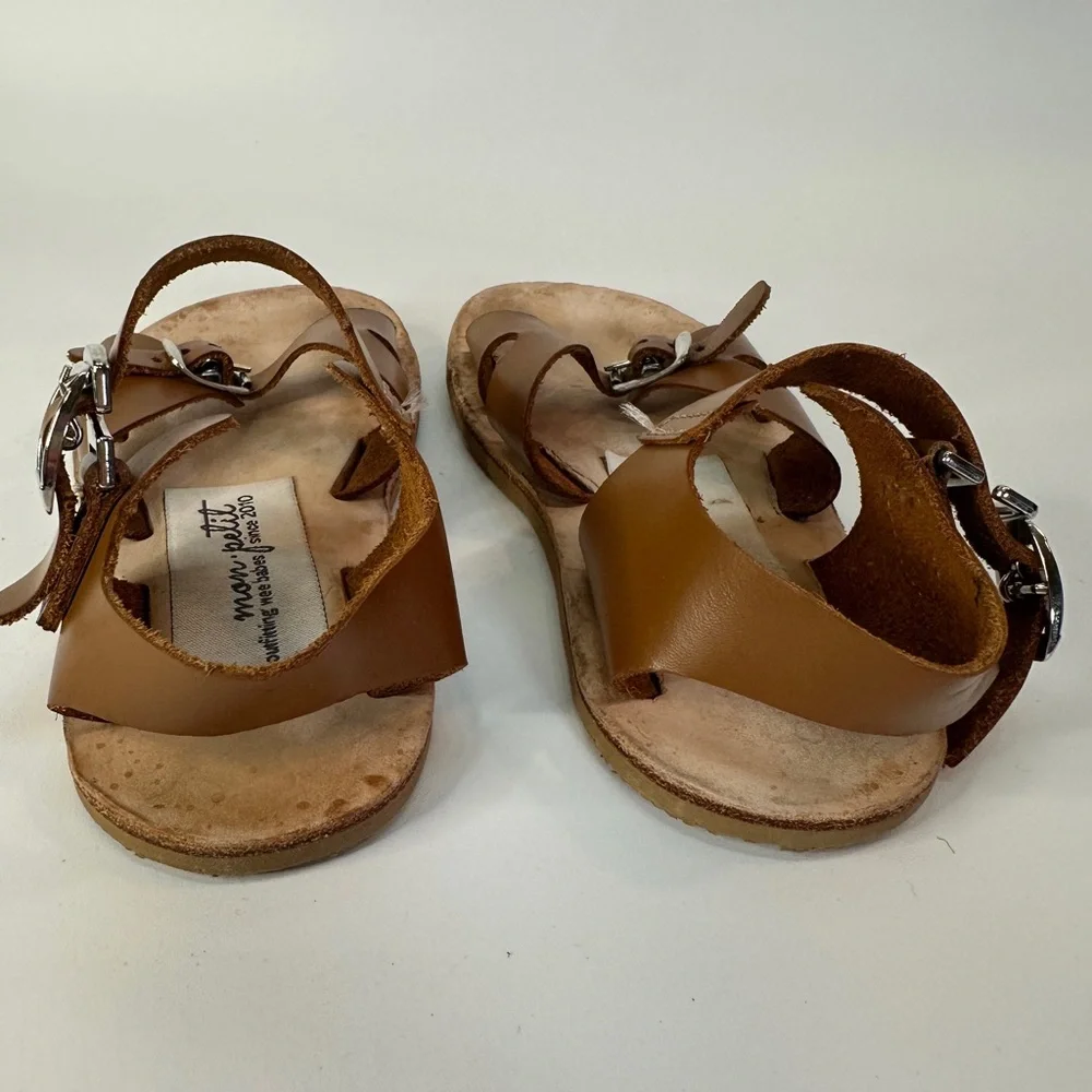 Mon Petit Shoes‎ Cap Cod Sandals Buckle Brown Tan Cognac Toddler Size 7 MP